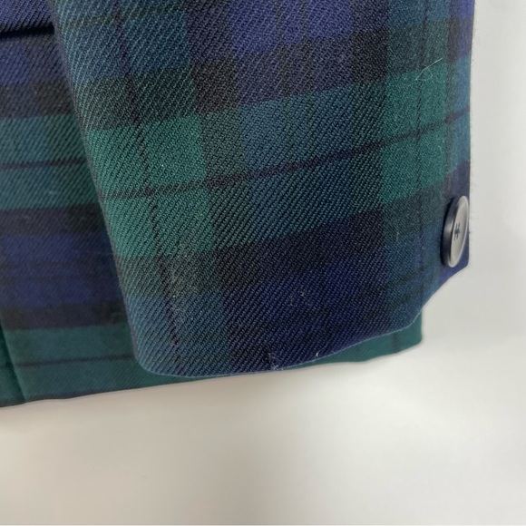 Vintage 12P Pendleton Wool Green and Blue Plaid Tartan Blazer Jacket - Picture 5 of 10